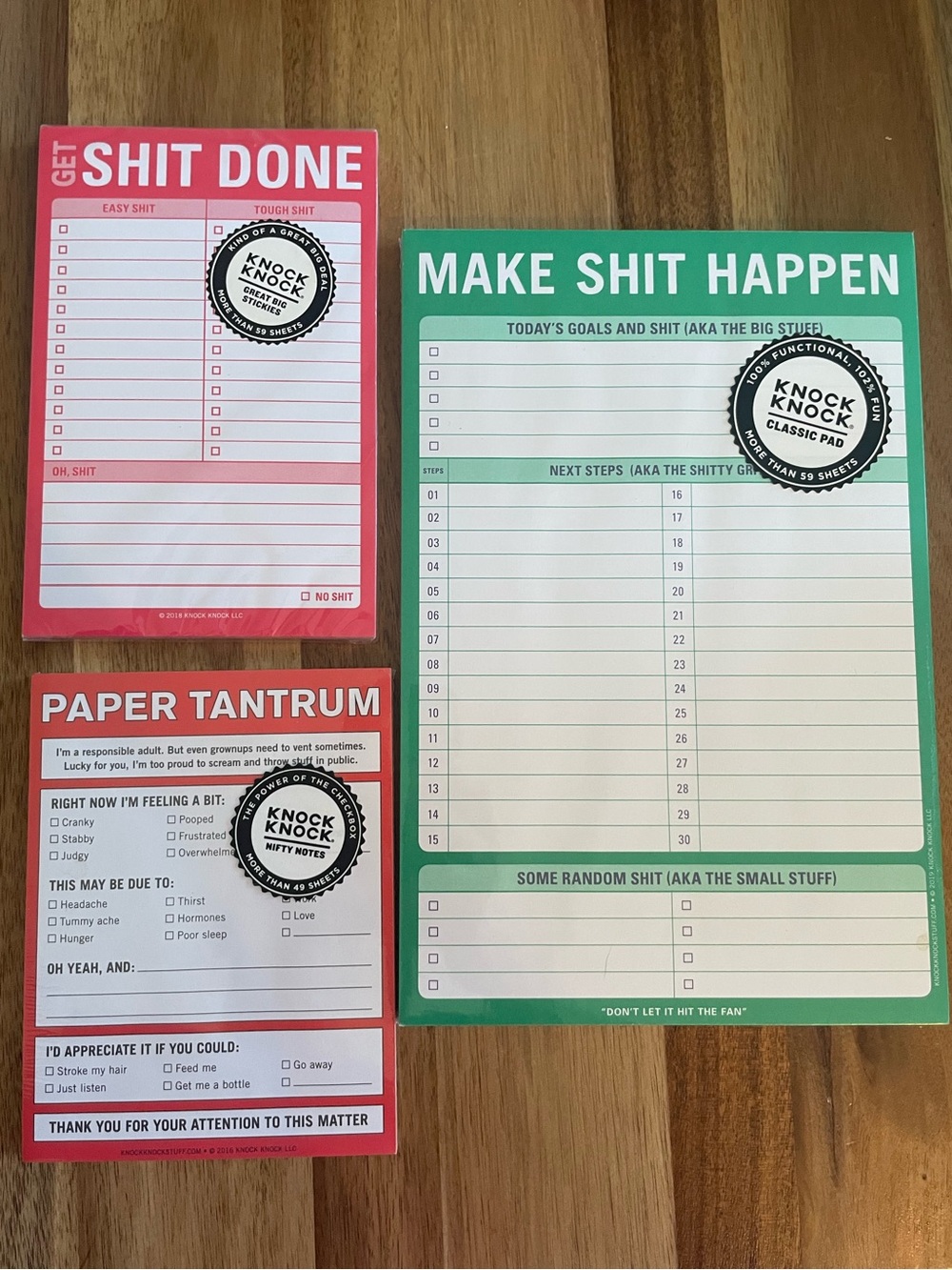 New! Knock Knock notepads - set of 3